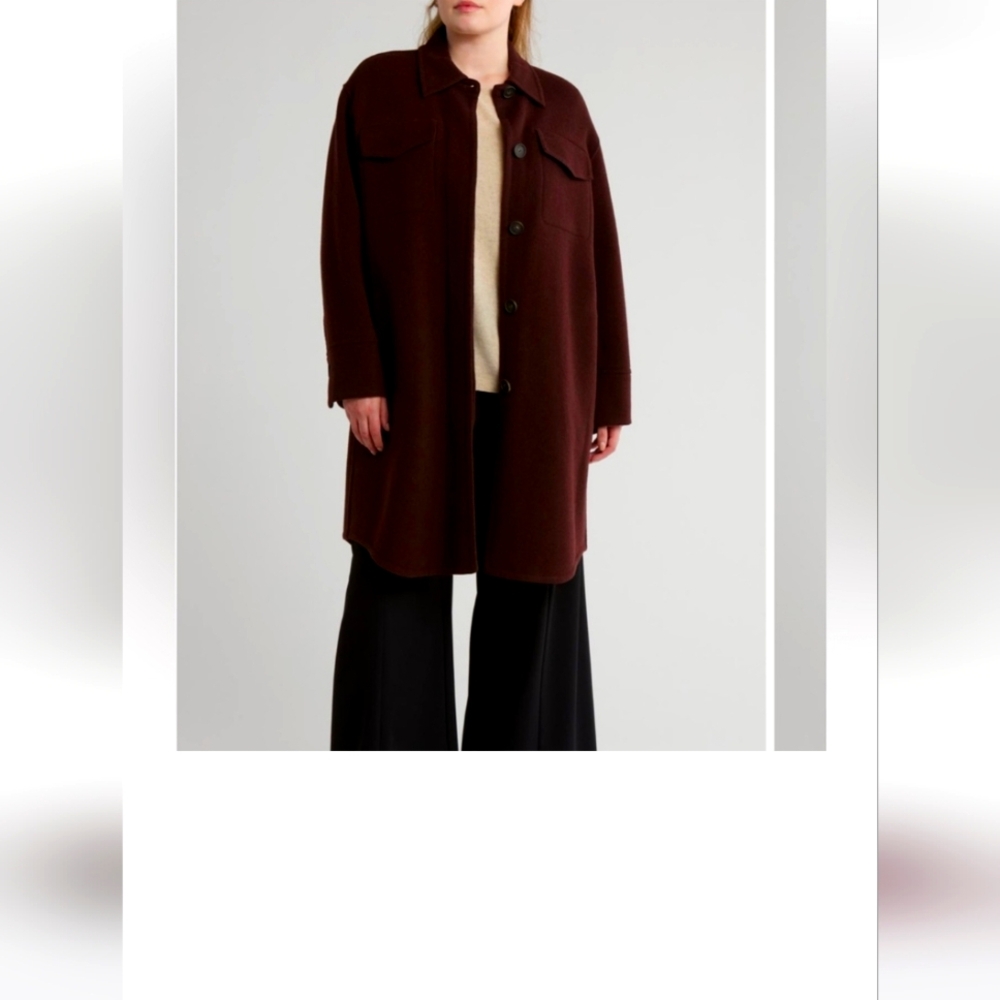 NWT Vince Brushed Wool Shirt Coat Hickory Brown Size 1X